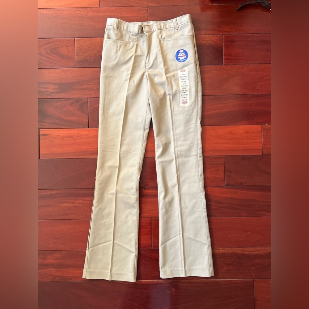 Deadstock Vintage Dickies Girl Pants Flat Front Boot Cut Khakis Juniors Sz 3 NWT